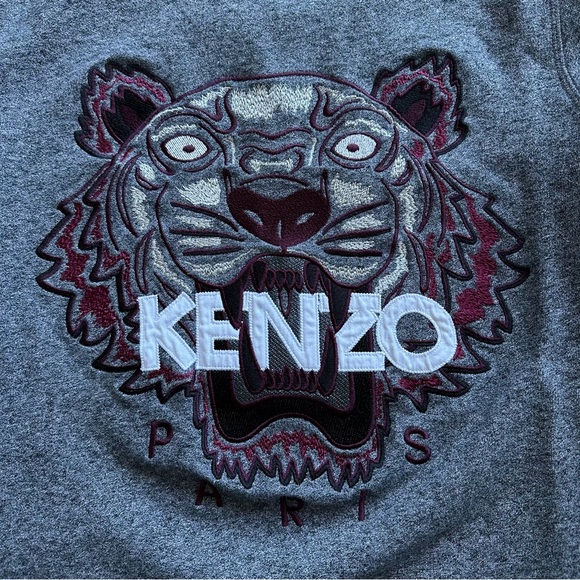 KENZO Paris Big Tiger Embroidered Logo Gray Sweatshirt - Picture 2 of 5